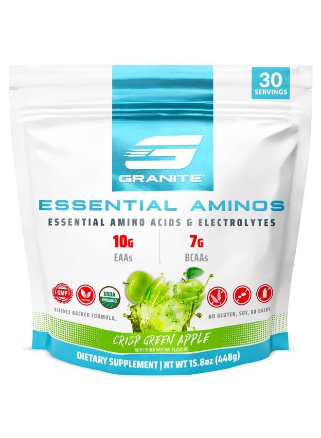 Granite Supplements Granite Essential Amino Acids Powder, Green Apple Flavor, with 10g EAAs and 7g BCAAs, Supports Muscle Recovery & Growth, Soy-Free, Gluten-Free (30 Servings) - Image 1